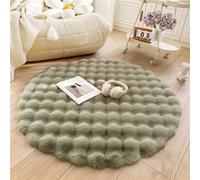 DSAoTeng Tapis rond à poils longs - Grand tapis doux à poils courts - Absorbe l'eau, antidérapant - Pour chambre à coucher, chambre d'enfant, salon - Vert avocat - 100 cm