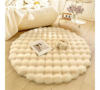 DSAoTeng Tapis rond long poils - Absorbe l'eau, antidérapant - Pour chambre, salon - Décoration moderne (fromage, 100 cm)