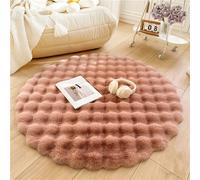DSAoTeng Tapis rond à poils longs - Grand tapis doux à poils courts - Absorbe l'eau, antidérapant - Pour chambre à coucher, chambre d'enfant, salon - Décoration moderne (ocre, 120 cm)