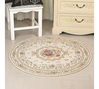 DSAoTeng Tapis rond traditionnel à poils ras - Motif floral vintage - Antidérapant - Lavable - Avec bords arrondis faits à la main - Pour salon, chambre à coucher, salle à manger, entrée, balcon (#2