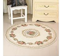 DSAoTeng Tapis rond traditionnel à poils ras - Motif floral vintage - Antidérapant - Lavable - Avec bords arrondis faits à la main - Pour salon, chambre à coucher, salle à manger, entrée, balcon (#1