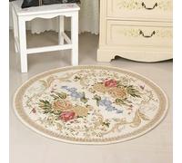DSAoTeng Tapis rond traditionnel à poils ras - Motif floral vintage - Antidérapant - Lavable - Fait à la main - Pour salon, chambre à coucher, salle à manger, entrée, balcon (80 x 80 cm, #4)