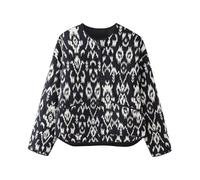 DSAoTeng Y2K Veste courte matelassée à motif floral pour femme - Style décontracté vintage à manches longues - Confortable - Avec boutons - Manteau d'hiver, Noir , M