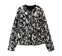 DSAoTeng Y2K Veste courte matelassée à motif floral pour femme - Style décontracté vintage à manches longues - Confortable - Avec boutons - Manteau d'hiver, beige, S