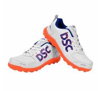 DSC Beamer Chaussures de Cricket pour Hommes et garçons (Poids léger | économique | Durable | Taille UK: 11), Orange Fluo Blanc, 45 EU