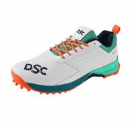 DSC Jaffa 22 Chaussures de Cricket | Couleur : Vert mer/Orange Fluo | Taille : 9UK/10US/43EU | pour Hommes et garçons | Matériau : Maille | Maille Respirante | Semelle antidérapante pour Une