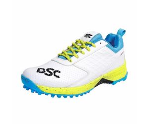 DSC Jaffa 22 Cricket Shoes | White/Lime - Yellow | for Boys and Men | Lightweight | Embossed Design | 6 UK, 7 US, 40 EU