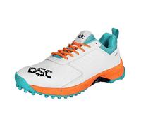 DSC Jaffa 22 Cricket Shoes | White/Orange | for Boys and Men | Lightweight | Embossed Design | 7 UK, 8 US, 41 EU