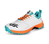 DSC Jaffa 22 Cricket Shoes | White/Orange | for Boys and Men | Lightweight | Embossed Design | 7 UK, 8 US, 41 EU