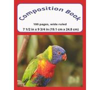 dscraftyhands Bird Parrot, colorful back to school, 100 page, 2 sided, 7 1/2 x 9 3/4 in, wireless, wide ruled composition book/ Journal