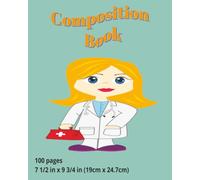 dscraftyhands Kids, Doctor, mint, back to school, 100 page, 2 sided, 7 1/2 x 9 3/4 in, wireless, wide ruled composition book/ Journal