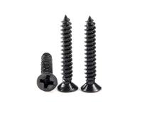 DSDBDNN Vis à bois autotaraudeuse à tête fraisée cruciforme ronde mini Phillips en acier noir M1 .2 .4 .7 M2 .6 M3 .5(Countersunk head,16MM_M3)