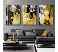 dsdsgog Affiche de fleurs jaunes, peinture à l'huile abstraite sur toile, belles images murales pour salon, décoration murale moderne, 40x60cm x 3, sans cadre