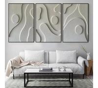 dsdsgog Art mural abstrait texturé 3D moderne bohème sur toile pour chambre à coucher, salon, décoration d'intérieur minimaliste 30 x 45 cm x 3 sans cadre