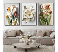 dsdsgog Impressions d'art esthétique simple art mural fleurs 3D peinture sur toile affiches et impressions pour la maison chambre salon décor 60x90 cm x 3 sans cadre