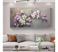 dsdsgog Peinture de magnolia blanc avec fleurs, impression sur toile, affiche texturée, décoration murale pour salon, décoration intérieure, 50 x 100 cm, sans cadre