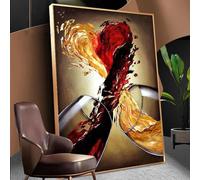 dsdsgog Peinture sur verre de vin rouge en forme de cœur, affiches sur toile, dessin au trait, peinture murale abstraite, images pour salon, décoration d'intérieur, 40 x 60 cm, sans cadre