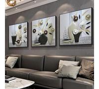 dsdsgog Style chinois rétro fleur Origami Art toile peinture fleur dans Vase affiches et impressions pour salon décor toile Art impressions 20x20 cm * 3 sans cadre