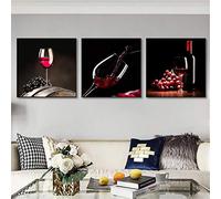 dsdsgog Vin rouge peinture cuisine mur photos pour salle à manger décoration raisin affiches moderne Restaurant cuisine décor Art imprime 80x80cmx3 sans cadre