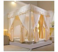 Dsejynxx baldaquin lit Adulte Rideaux de lit à baldaquin, Rideau de lit de Luxe Princesse à Quatre poteaux d'angle, moustiquaire à Trois Ouvertures latérales, Rideaux de lit(Color:c,Size:150 * 200cm)