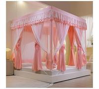 Dsejynxx baldaquin lit Adulte Rideaux de lit à baldaquin, Rideau de lit de Luxe Princesse à Quatre poteaux d'angle, moustiquaire à Trois Ouvertures latérales, Rideaux de lit(Color:d,Size:180 * 200cm)