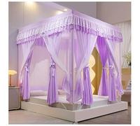 Dsejynxx baldaquin lit Adulte Rideaux de lit à baldaquin, Rideau de lit de Luxe Princesse à Quatre poteaux d'angle, moustiquaire à Trois Ouvertures latérales, Rideaux de lit(Color:e,Size:150 * 200cm)