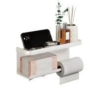 Dsejynxx Toilet Paper Holder Porte Rouleau Papier Toilette Auto-adhésif avec Tablette, Support Papier Toilette Mural pour Salle de Bain,Derouleur WC sans Percage(Color:b,Size:)