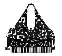 Dserfgiu Sac de sport de voyage avec compartiment à chaussures, poches de rangement humides, sac de sport pour homme, sac de sport portable pour tapis de yoga, Note de piano, Taille unique