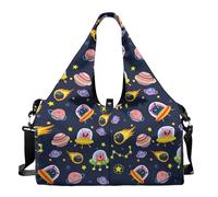 Dserfgiu Sac de sport de voyage avec compartiment à chaussures, poches de rangement humides, sac de sport pour homme, sac de sport portable pour tapis de yoga, Planète OVNI Étoile filante, Taille