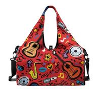 Dserfgiu Sac de sport de voyage avec compartiment à chaussures, poches de rangement humides, sac de sport pour homme, sac de sport portable pour tapis de yoga, Record de trompette de guitare, Taille