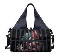 Dserfgiu Sac de sport d'Halloween avec compartiment à chaussures, poches de rangement pour homme et sec, sac de sport portable pour tapis de yoga, Clown d'Halloween en prison, Taille unique