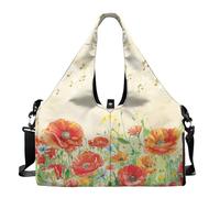 Dserfgiu Sac de sport pour femme avec compartiment à chaussures, poches de rangement humides, sac de voyage pour tapis de yoga, sac fourre-tout portable, Note de musique de fleur, Taille unique