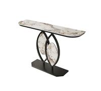 DSEWTEZXI Noir Blanc Moderne entrée Décoratif Table Console, Meuble Console d'entrée, Métal Salon Table Console, Pierre frittée Plateau, Facile à Installer.(Beige Black,100 * 30 * 80cm)