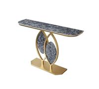 DSEWTEZXI Noir Blanc Moderne entrée Décoratif Table Console, Meuble Console d'entrée, Métal Salon Table Console, Pierre frittée Plateau, Facile à Installer.(Blue Gold,80 * 30 * 80cm)
