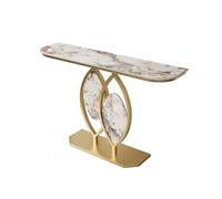DSEWTEZXI Noir Blanc Moderne entrée Décoratif Table Console, Meuble Console d'entrée, Métal Salon Table Console, Pierre frittée Plateau, Facile à Installer.(Beige Gold,100 * 30 * 80cm)