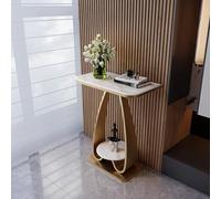 DSEWTEZXI Noir Blanc Moderne Meuble Console d'entrée, entrée Décoratif Table Console, Métal Salon Table Console, Pierre frittée Plateau, Facile à Installer.(White Gold,50 * 30 * 75cm)