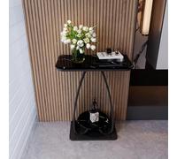 DSEWTEZXI Noir Blanc Moderne Meuble Console d'entrée, entrée Décoratif Table Console, Métal Salon Table Console, Pierre frittée Plateau, Facile à Installer.(Nero,50 * 30 * 75cm)