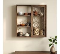 DSEWTEZXI Vitrine Rangement en Bois pour Services thé,Étagères décoratives murales pour antiquités,Étagères murales flottantes Plusieurs Niveaux,pour Salle Manger,Salon,Bureau.
