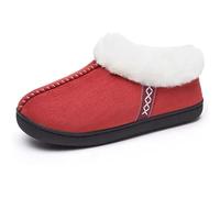 DSFDFDG Chaussons d'hiver chauds en fourrure for femme, chaussures d'intérieur à bout fermé, confortables et semelle souple Pour L'ExtéRieur Et L'IntéRieur(Red,38-39)
