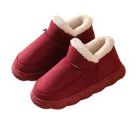 DSFDFDG Chaussons en coton for femmes et hommes, bottes de neige antidérapantes doublées peluche, chaussures d'hiver chaudes moelleuses Pour L'ExtéRieur Et L'IntéRieur(Red 1,38-39)