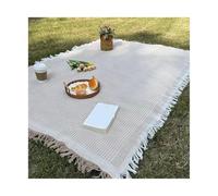 DSFDFDG Couverture de Pique-Nique avec Pompon, Tapis Camping, pelouse for Voyage en Plein air, Nappe Tricot Portable, Couvre-lit for Sieste(Brown,180x180cm)