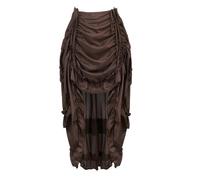 DSFDFDG Jupe de Pirate asymétrique plissée Style Steampunk Gothique for Femme, Volants irréguliers, Taille Haute, Grande Taille(Brown,XX-Large)