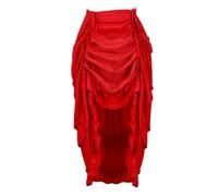 DSFDFDG Jupe de Pirate asymétrique plissée Style Steampunk Gothique for Femme, Volants irréguliers, Taille Haute, Grande Taille(Red,S)