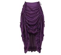 DSFDFDG Jupe de Pirate asymétrique plissée Style Steampunk Gothique for Femme, Volants irréguliers, Taille Haute, Grande Taille(Purple,XX-Large)