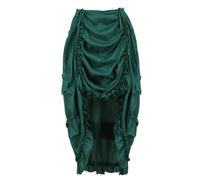 DSFDFDG Jupe de Pirate asymétrique plissée Style Steampunk Gothique for Femme, Volants irréguliers, Taille Haute, Grande Taille(Green,5XL)