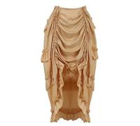 DSFDFDG Jupe de Pirate asymétrique plissée Style Steampunk Gothique for Femme, Volants irréguliers, Taille Haute, Grande Taille(Beige,S)