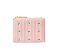 DSFDFDG Portefeuille Court en Cuir avec Fermeture éclair et Mini Porte-Monnaie, Couleur Unie, Motif Floral, Porte-Cartes, for Fille(Pink)