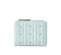 DSFDFDG Portefeuille Court en Cuir avec Fermeture éclair et Mini Porte-Monnaie, Couleur Unie, Motif Floral, Porte-Cartes, for Fille(Green)