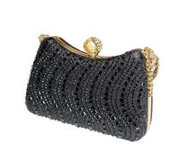 DSFDFDG Sac de soirée rétro de luxe avec strass et diamants, petite pochette dorée, argentée et bleue, for femme, sac à bandoulière for fête de mariage(Black)