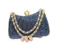 DSFDFDG Sac de soirée rétro de luxe avec strass et diamants, petite pochette dorée, argentée et bleue, for femme, sac à bandoulière for fête de mariage(Blue)